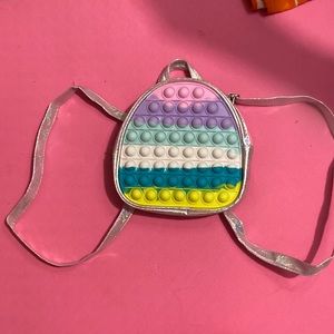Rainbow pop it book bag with Silver sparkle adjustable straps